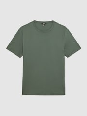 Reiss Kale Green Count Airwater-Cotton Crew-Neck T-Shirt - Image 2 of 6
