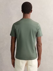 Reiss Kale Green Count Airwater-Cotton Crew-Neck T-Shirt - Image 5 of 6