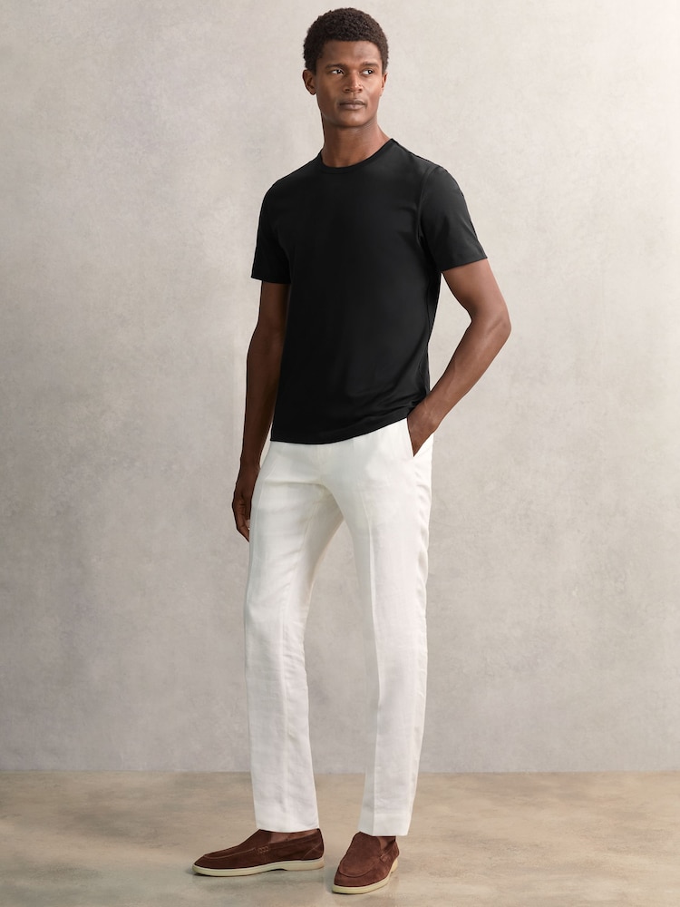 Reiss Black Count Airwater-Cotton Crew-Neck T-Shirt - Image 1 of 7