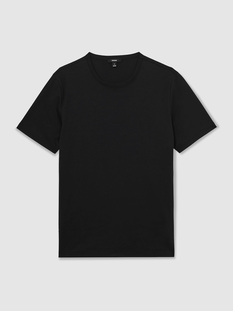 Reiss Black Count Airwater-Cotton Crew-Neck T-Shirt - Image 2 of 7 Reiss Black Count Airwater-Cotton Crew-Neck T-Shirt - Image 2 of 7