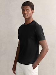 Reiss Black Count Airwater-Cotton Crew-Neck T-Shirt - Image 3 of 7