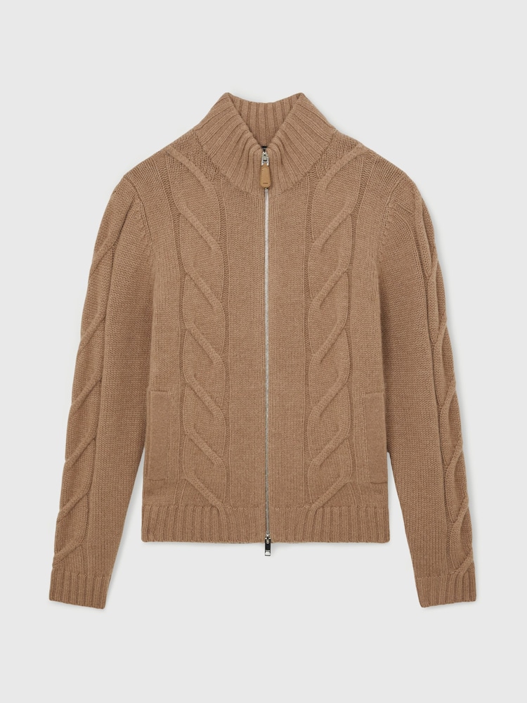 Reiss Camel Brown Baker Cardigan - Image 2 of 6