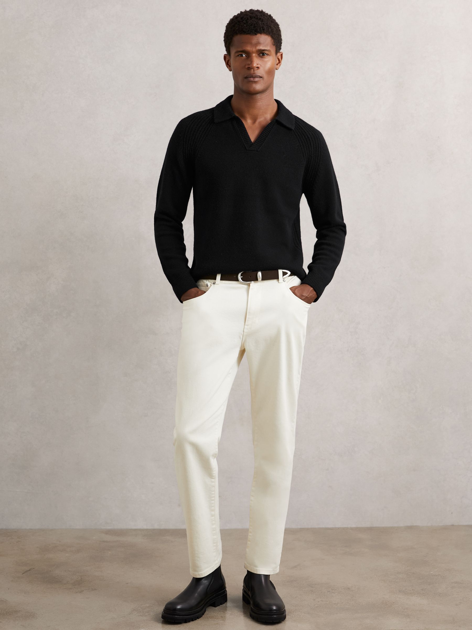 Buy Reiss Black Banbury Wool-Cashmere Open-Collar Jumper from Next USA