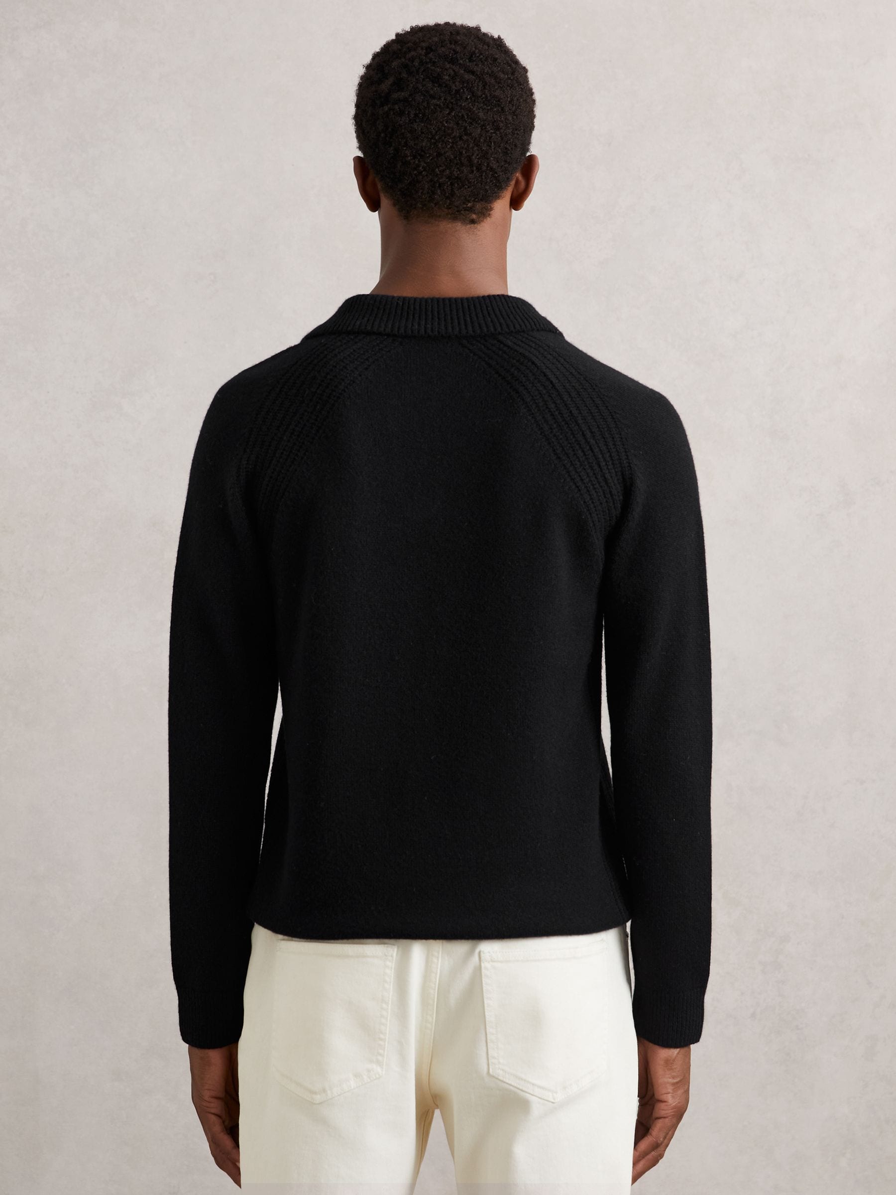 Buy Reiss Black Banbury Wool-Cashmere Open-Collar Jumper from Next USA