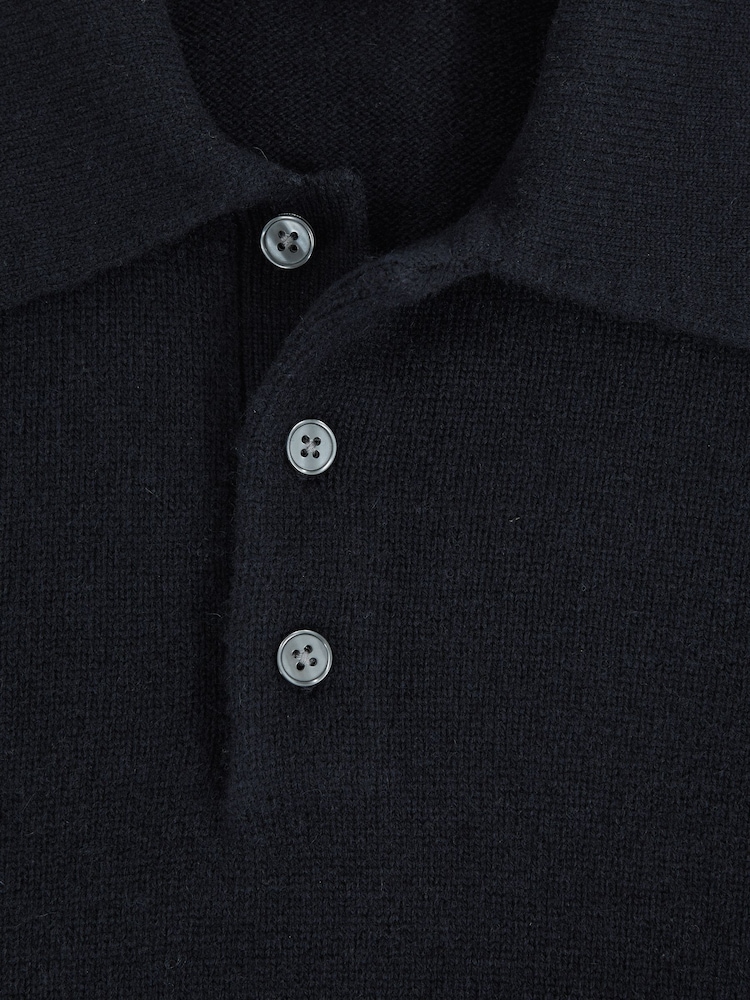 Marinha - Reiss Deansgate Wool-Blend Polo Jumper with Cashmere - Imagem 6 de 6