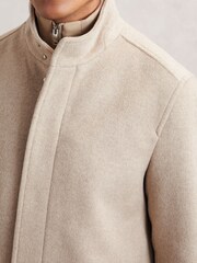 Reiss Oatmeal Brown Fuel Wool-Blend Gilet-Insert Coat - Image 3 of 9