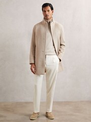 Reiss Oatmeal Brown Fuel Wool-Blend Gilet-Insert Coat - Image 7 of 9