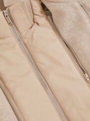 Reiss Oatmeal Brown Fuel Wool-Blend Gilet-Insert Coat - Image 8 of 9