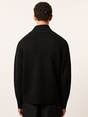 Reiss Black Curtis Monogram Wool Funnel-Neck Jumper - Image 5 of 6