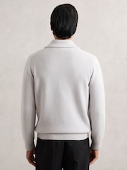 Reiss Ice Grey Deansgate Wool-Blend Polo Jumper with Cashmere - Image 5 of 6