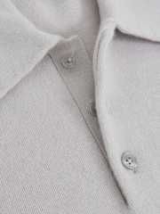 Reiss Ice Grey Deansgate Wool-Blend Polo Jumper with Cashmere - Image 6 of 6