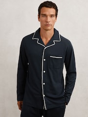 Reiss Navy Aubery Set Cotton Piped Pyjamas Set - Image 3 of 9