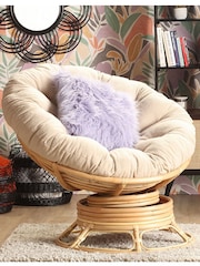 Desser Natural Rocking Papasan Chair With Latte Boucle Cushion - Image 1 of 2