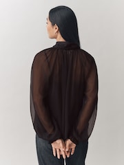 Laura Ashley Black Chiffon Scarf Bow Blouse - Image 2 of 8