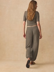 Khaki Green Texture Barrel Leg Trousers - Image 2 of 5