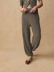 Khaki Green Texture Barrel Leg Trousers - Image 3 of 5