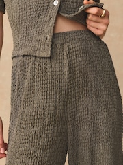 Khaki Green Texture Barrel Leg Trousers - Image 5 of 5