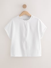 Ecru Short Sleeve Keyhole Crew Neck Top - Image 5 of 7