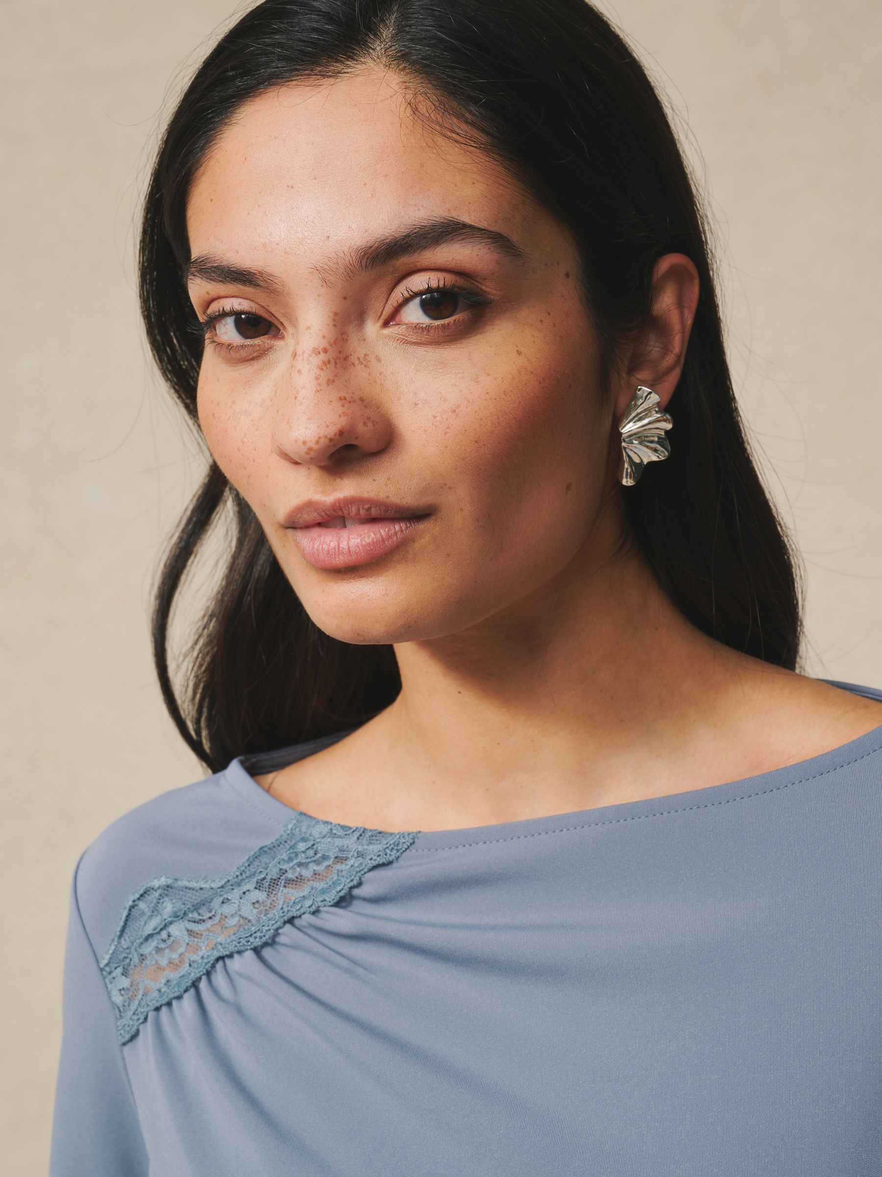 Buy Blue Lace Detail Long Sleeve Top from Next USA