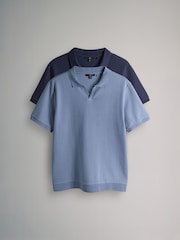 The Set 2 Pack Cotton Relaxed Fit Trophy Neck Navy - Image 1 of 6