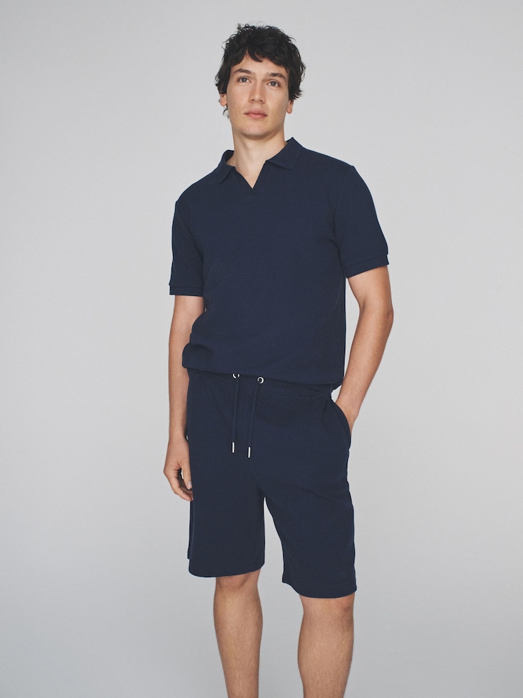 The Set 2 Pack Cotton Relaxed Fit Trophy Neck Navy - Image 2 of 6