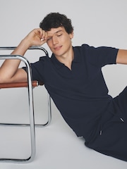 The Set 2 Pack Cotton Relaxed Fit Trophy Neck Navy - Image 5 of 6