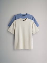 The Set 2 Pack Cotton Relaxed Fit Crew Neck TShirt Blue/Stone - Image 2 of 6