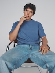 The Set 2 Pack Cotton Relaxed Fit Crew Neck TShirt Blue/Stone - Image 5 of 6