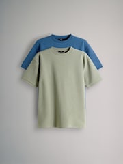 The Set 2 Pack Cotton Relaxed Fit Crew Neck TShirt Blue/Green - Image 1 of 5