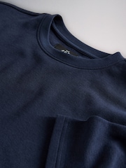 The Set 3 er-Pack Navyblau/Hellbraune Baumwoll-T-Shirts mit Struktur und Rundhals - Bild 6 von 6