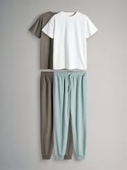 The Set 2 Pack Relaxed Fit TShirts and Waffle Loungepants Set Chocolate Brown - Image 1 of 6