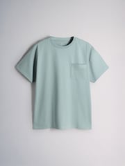 The Set 4 Pack Relaxed Fit Heavyweight Cotton Pocket TShirt Aqua/Yellow - Image 6 of 6