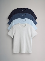 The Set 4 Pack Regular Fit Crew Neck Waffle TShirts Blue/White - Image 1 of 6