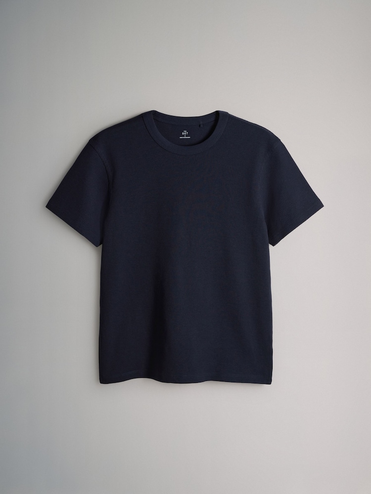 The Set 4 Pack Regular Fit Crew Neck Waffle TShirts Blue/White - Image 2 of 6