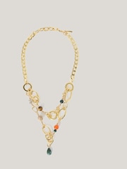 Jigsaw Gold Tone Mixed Loop Double Necklace - Image 1 of 3