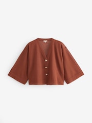 Jigsaw Brown Sheer Linen Blend Cardigan - Image 1 of 1