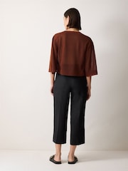 Jigsaw Brown Sheer Linen Blend Cardigan - Image 2 of 6