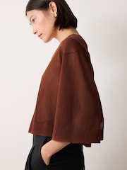 Jigsaw Brown Sheer Linen Blend Cardigan - Image 3 of 6