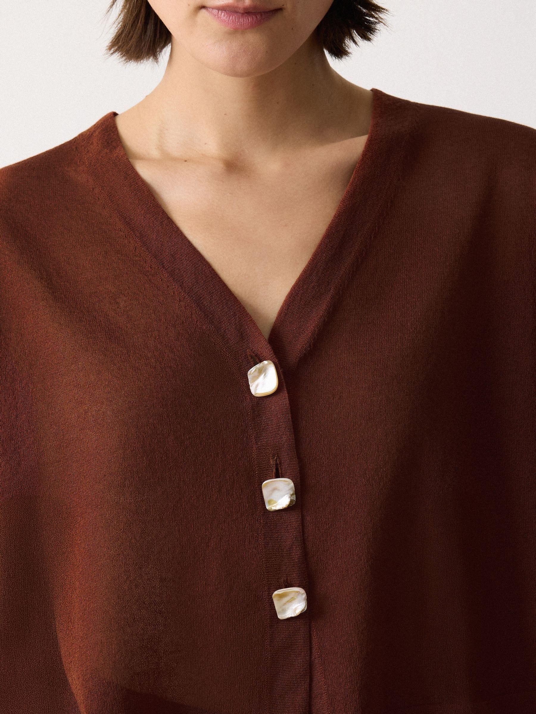 Buy Jigsaw Brown Sheer Linen Blend Cardigan from Next Australia