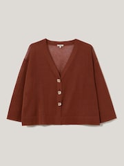 Jigsaw Brown Sheer Linen Blend Cardigan - Image 6 of 6