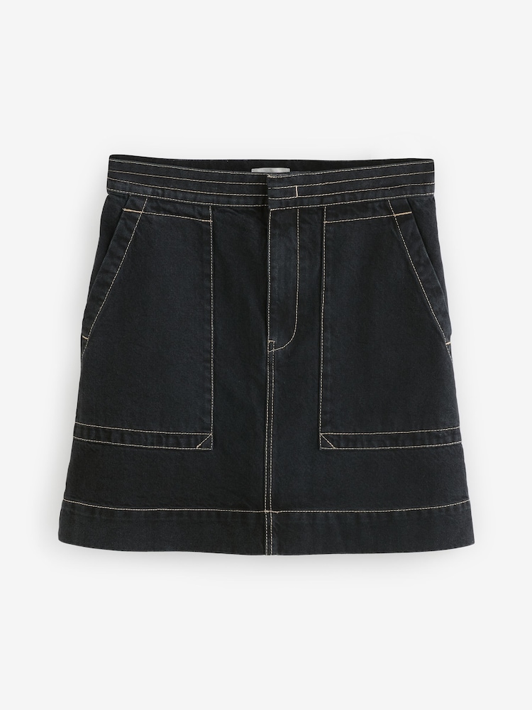 Jigsaw Black Denim Patch Pocket Mini Skirt - Image 1 of 1