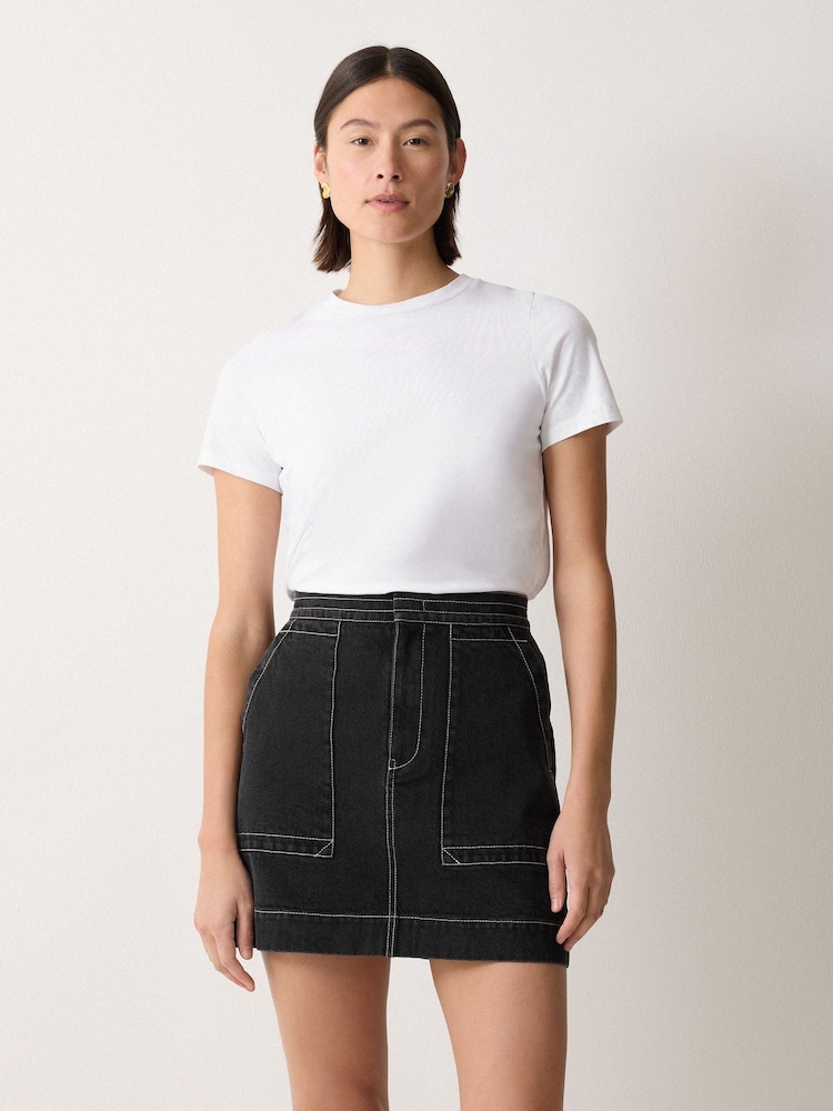 Jigsaw Black Denim Patch Pocket Mini Skirt - Image 1 of 1 Jigsaw Black Denim Patch Pocket Mini Skirt - Image 1 of 1