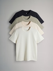 The Set 4 Pack Regular Fit Crew Neck Waffle TShirts Charcoal Grey - Image 1 of 6