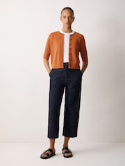 Jigsaw Orange Cotton Luxe Half Sleeve Cardigan - Image 1 of 3