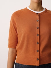 Jigsaw Orange Cotton Luxe Half Sleeve Cardigan - Image 2 of 3