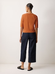 Jigsaw Orange Cotton Luxe Half Sleeve Cardigan - Image 3 of 3