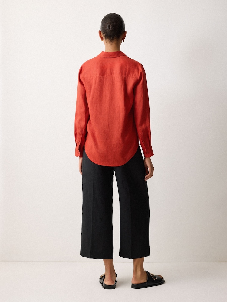 Jigsaw Orange Classic Linen Shirt - Image 2 of 6