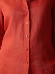 Jigsaw Orange Classic Linen Shirt - Image 4 of 6