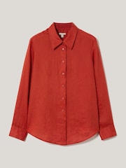 Jigsaw Orange Classic Linen Shirt - Image 6 of 6