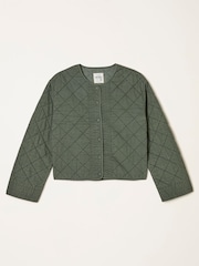 Fleur Khaki Green Embroidered Quilted Jacket - Image 7 of 7